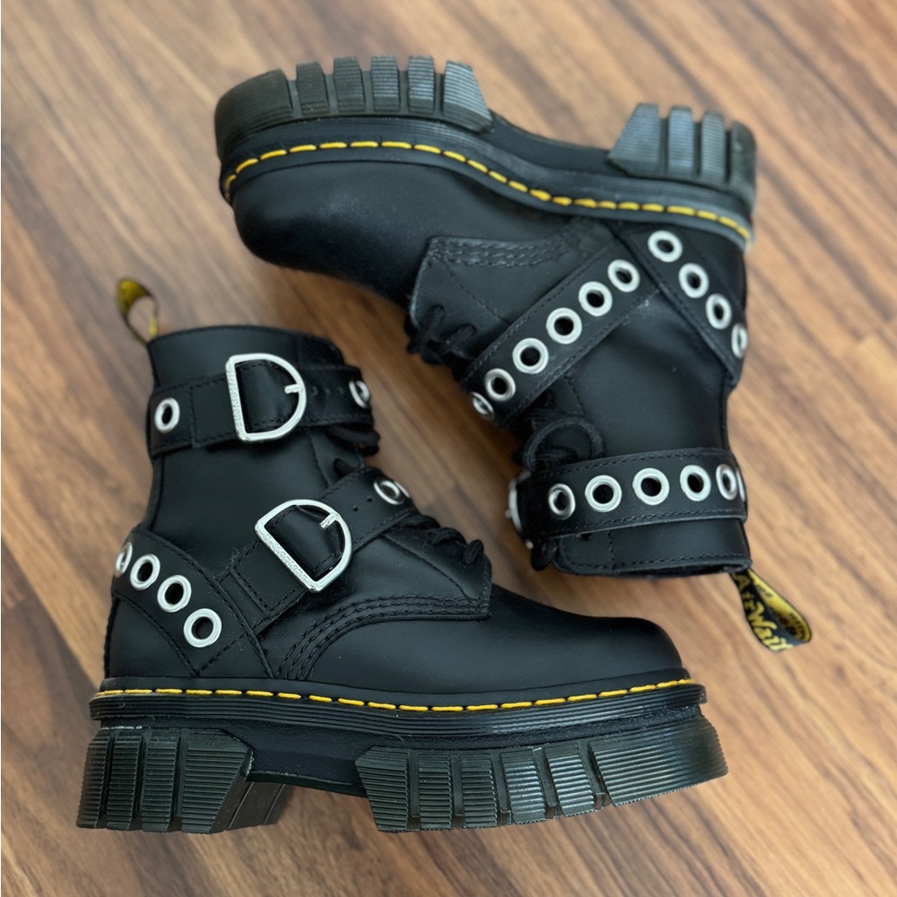 Dr. Martens Audrick hardware leather platform boots